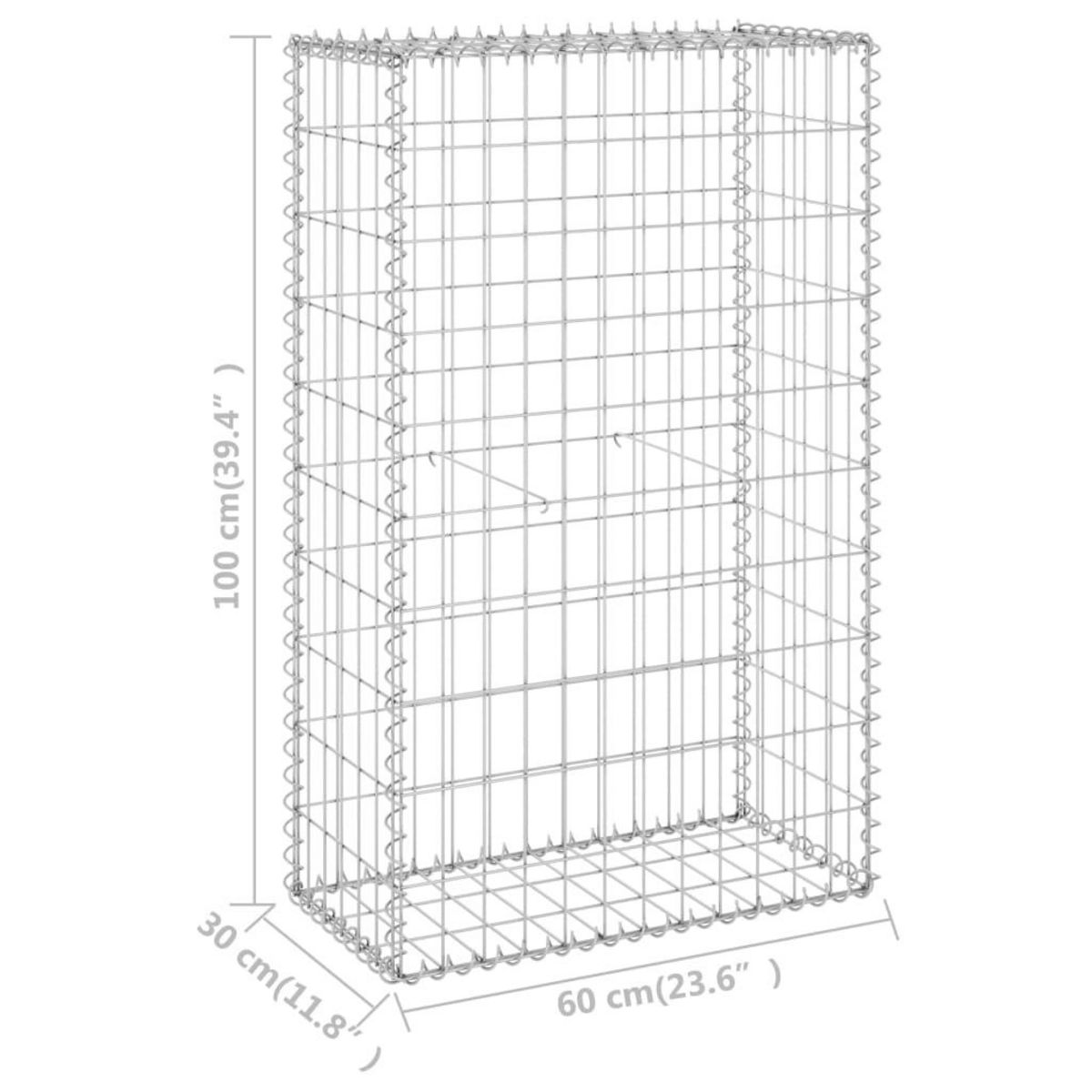 VIDAXL Mur en gabion avec couvercles Acier galvanise 60x30x100 cm