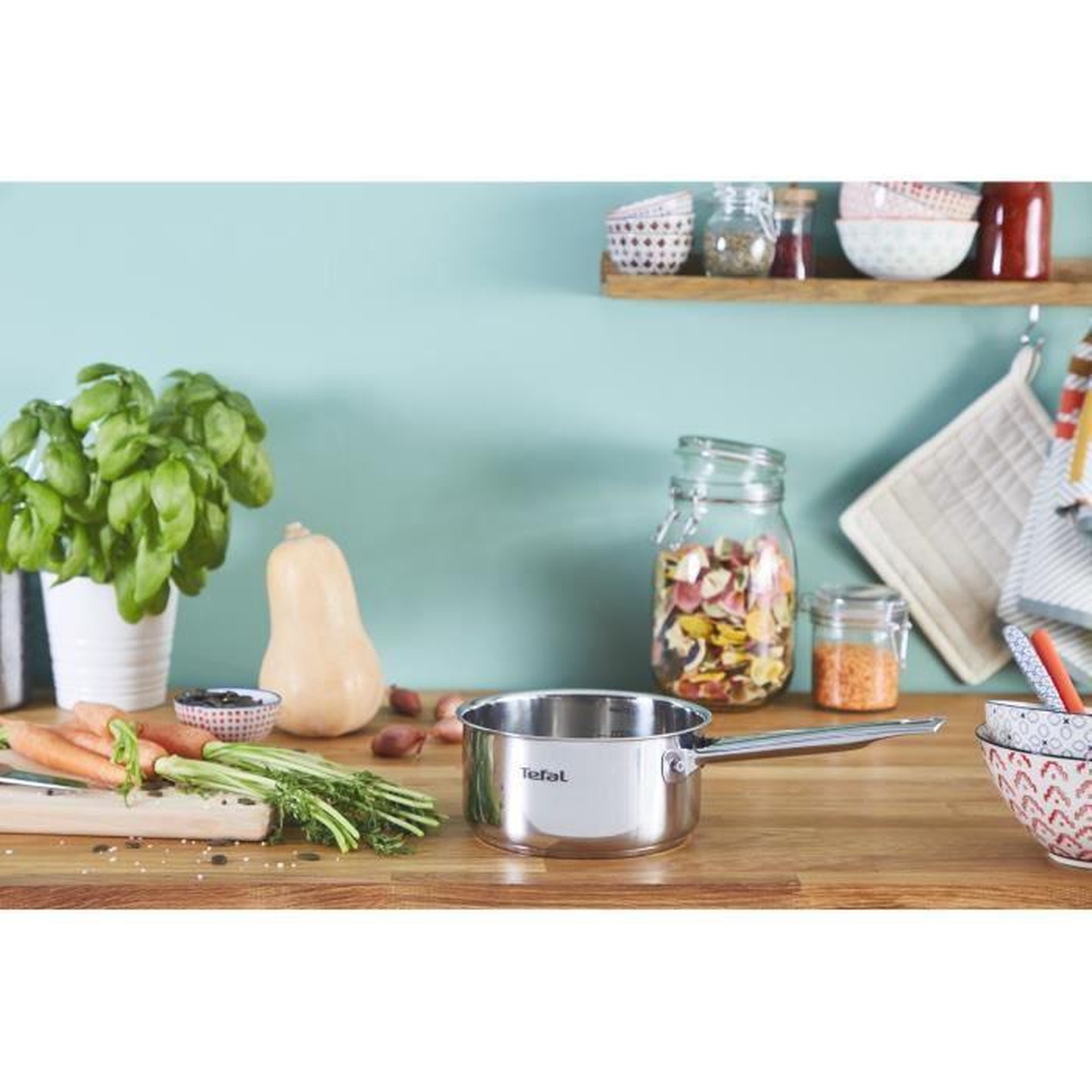 Voir la diapositive 4 : TEFAL?B921S404 Lot de 4 casseroles 14/16/18/20 cm, Induction, Acier inoxydable, Poignées thermorésistantes, Cook Eat