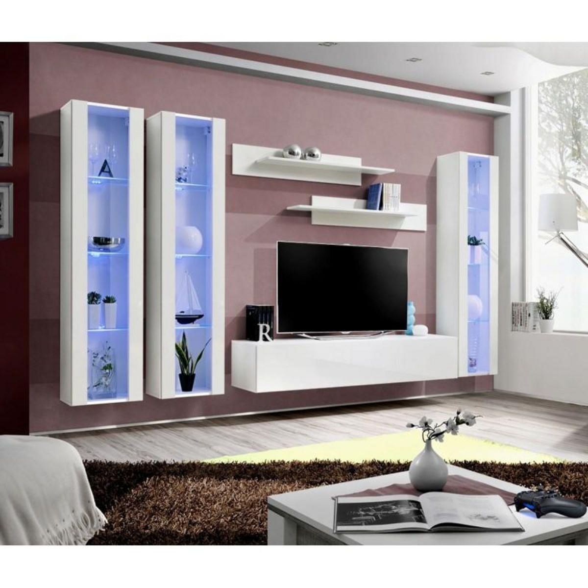 Paris Prix Meuble TV Mural Design  Fly II  310cm Blanc