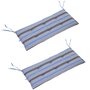 OUTSUNNY Lot de 2 coussins matelas assise pour banc de jardin balancelle canapé 2 places - cordons d'attache - dim. 120L x 50l x 5H cm - polyester gris bleu rayé
