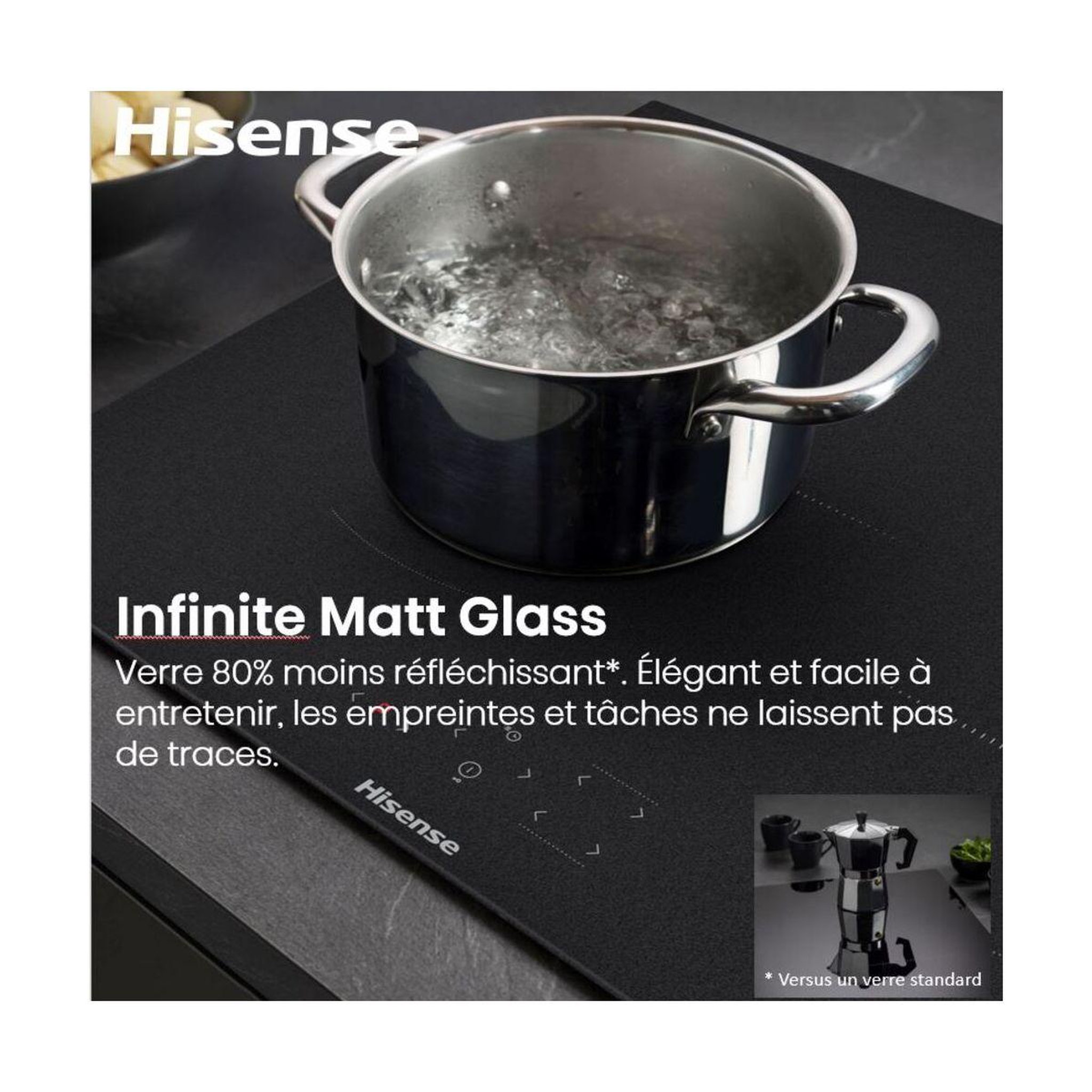 Voir la diapositive 4 : Hisense Plaque induction aspirante heh8443bsrwf infinitemattglass