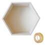 Youdoit Etagère hexagone bois 27 x 23,5 x 10 cm + masking tape doré à paillettes 5 m