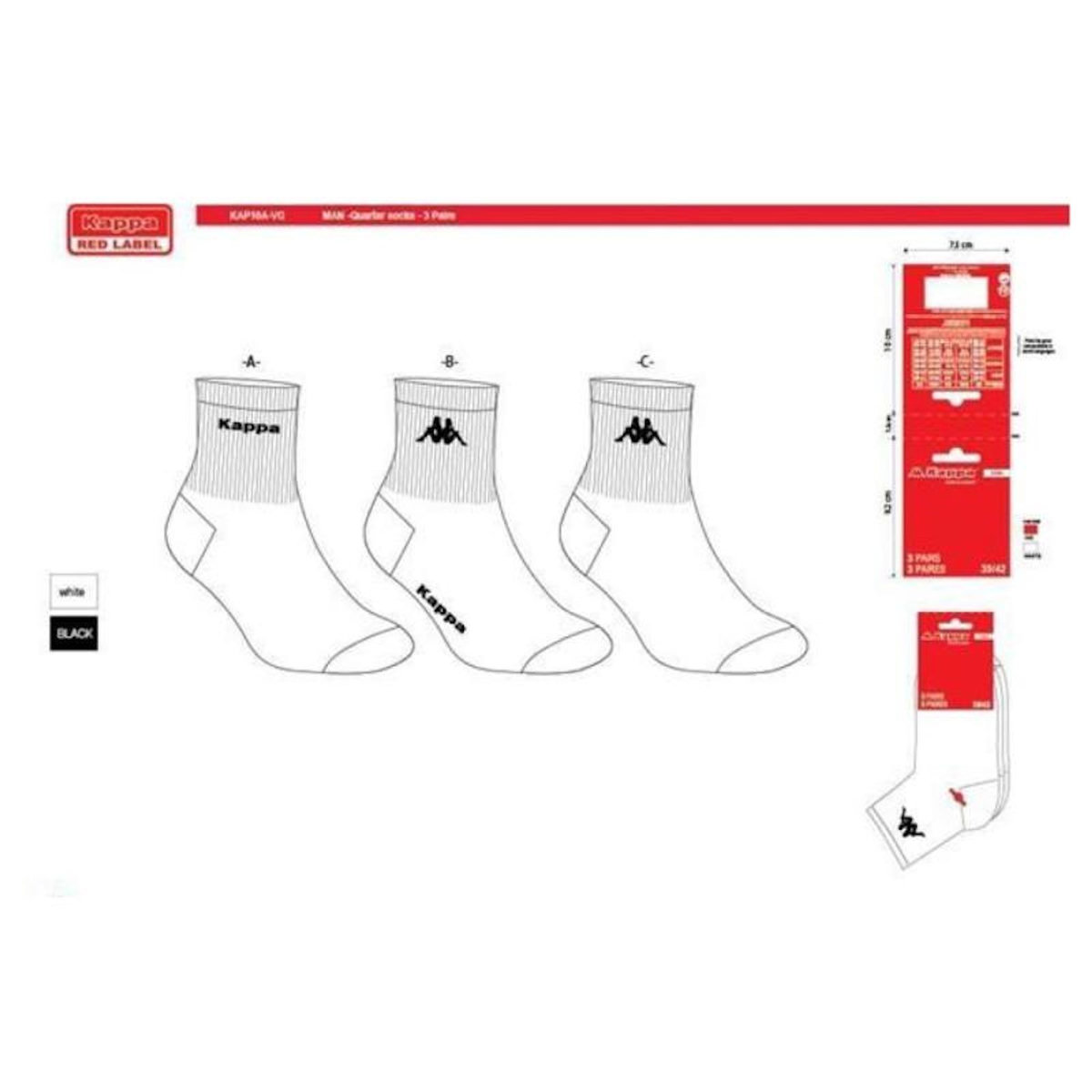 KAPPA Chaussettes Homme QUARTER KAPPA