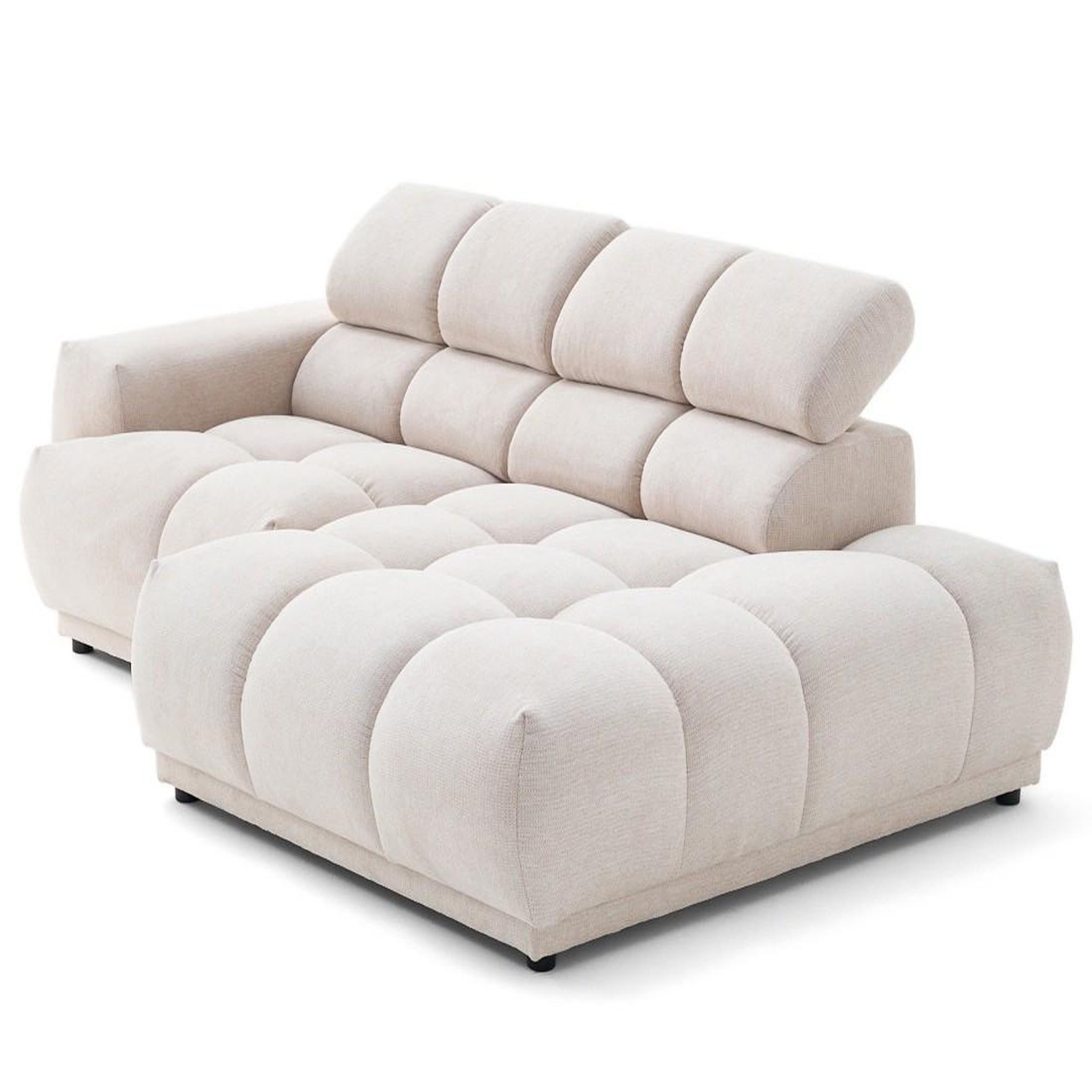 Voir la diapositive 6 : LISA DESIGN Matera - canapé d'angle droit 4 places avec têtières réglables en tissu texturé