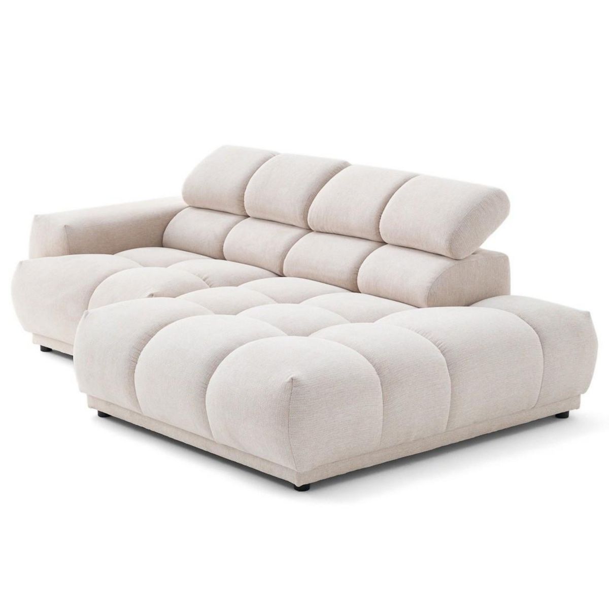 LISA DESIGN Matera - canapé d'angle droit 3 places avec têtières réglables en tissu texturé