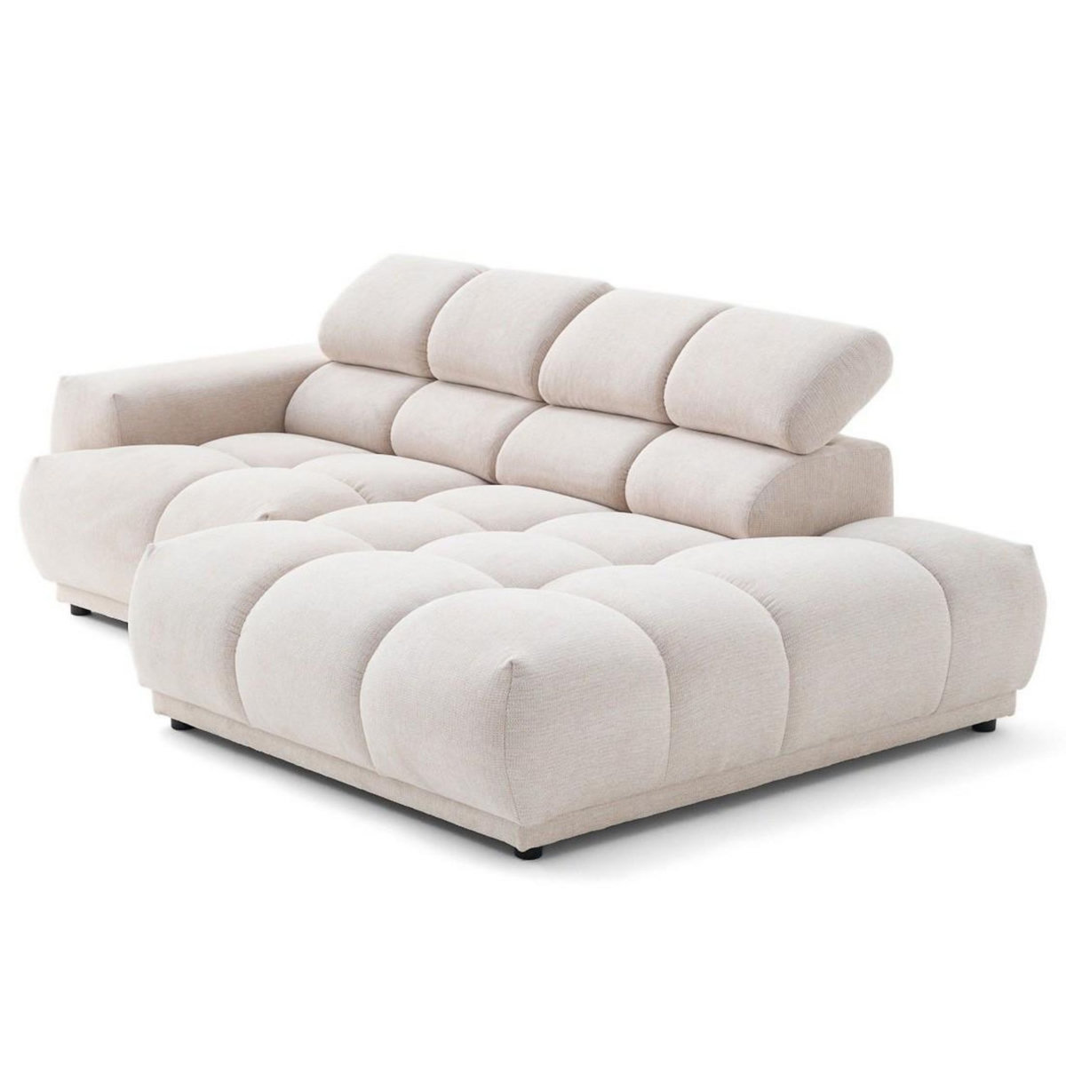 LISA DESIGN Matera - canapé d'angle droit 3 places avec têtières réglables en tissu texturé