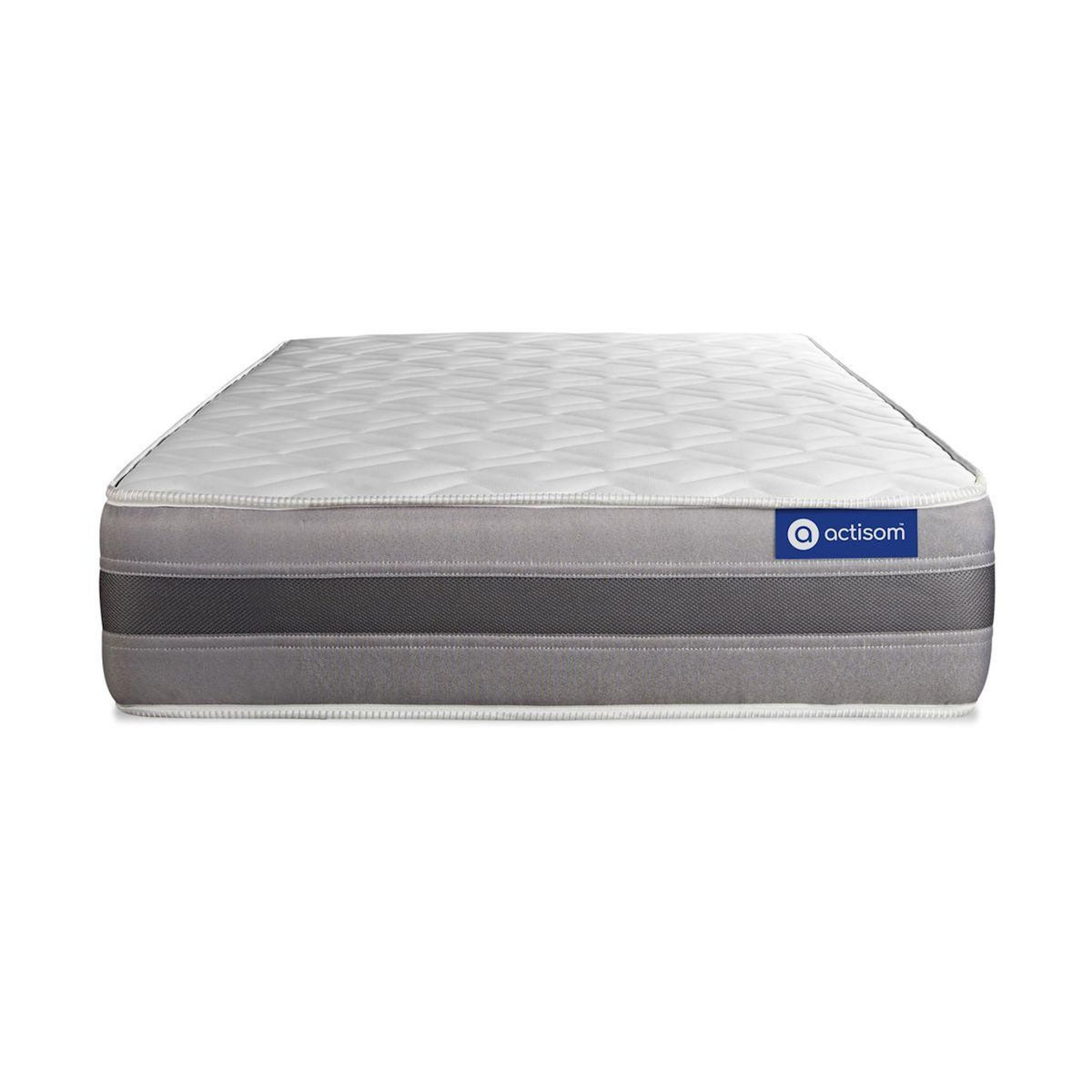 ACTISOM Ensemble matelas ACTIMEMO RELAX mémoire de forme 90x200 cm Maxi épaisseur 5zones de confort + sommier KIT gris