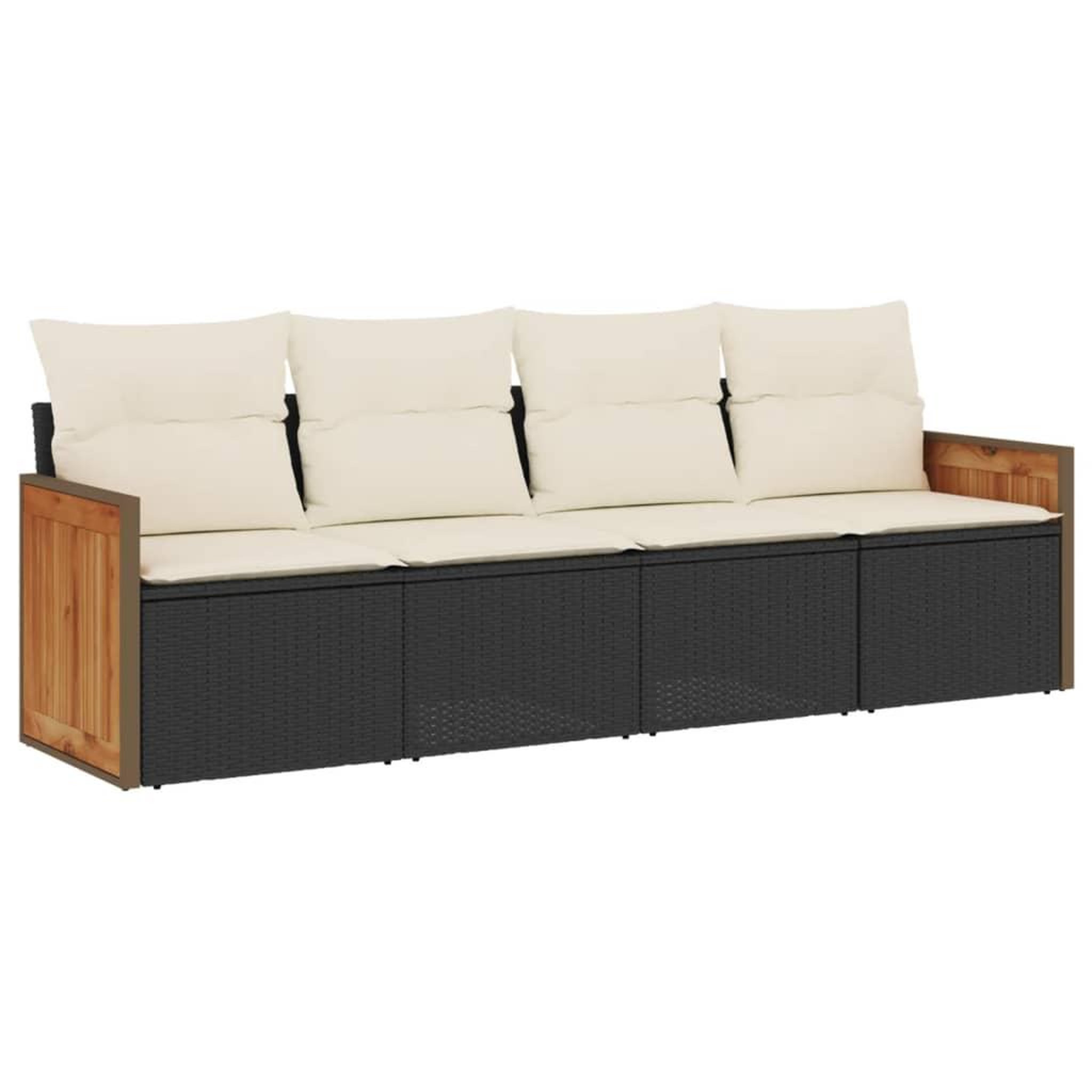Voir la diapositive 2 : VIDAXL Salon de jardin 4 pcs avec coussins noir resine tressee