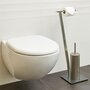 IDIMEX Porte-papier toilette VARESE avec brosse, dérouleur papier WC, support pour papier toilette en métal satiné et socle en métal gris
