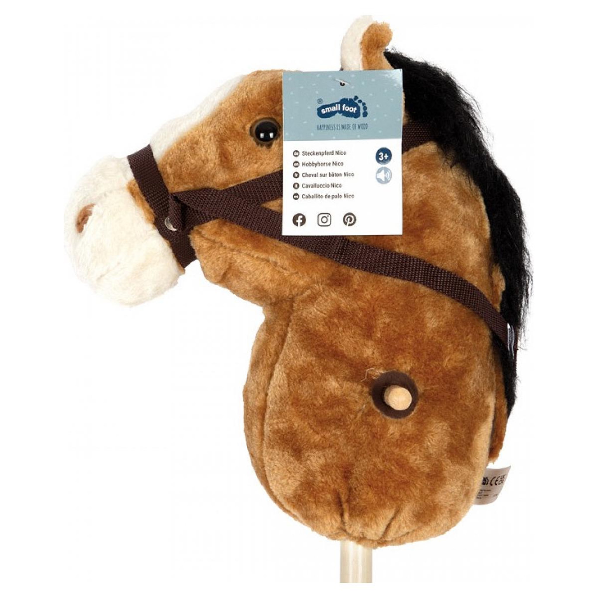 Voir la diapositive 3 : SMALLFOOT Cheval sur baton en bois - Nico