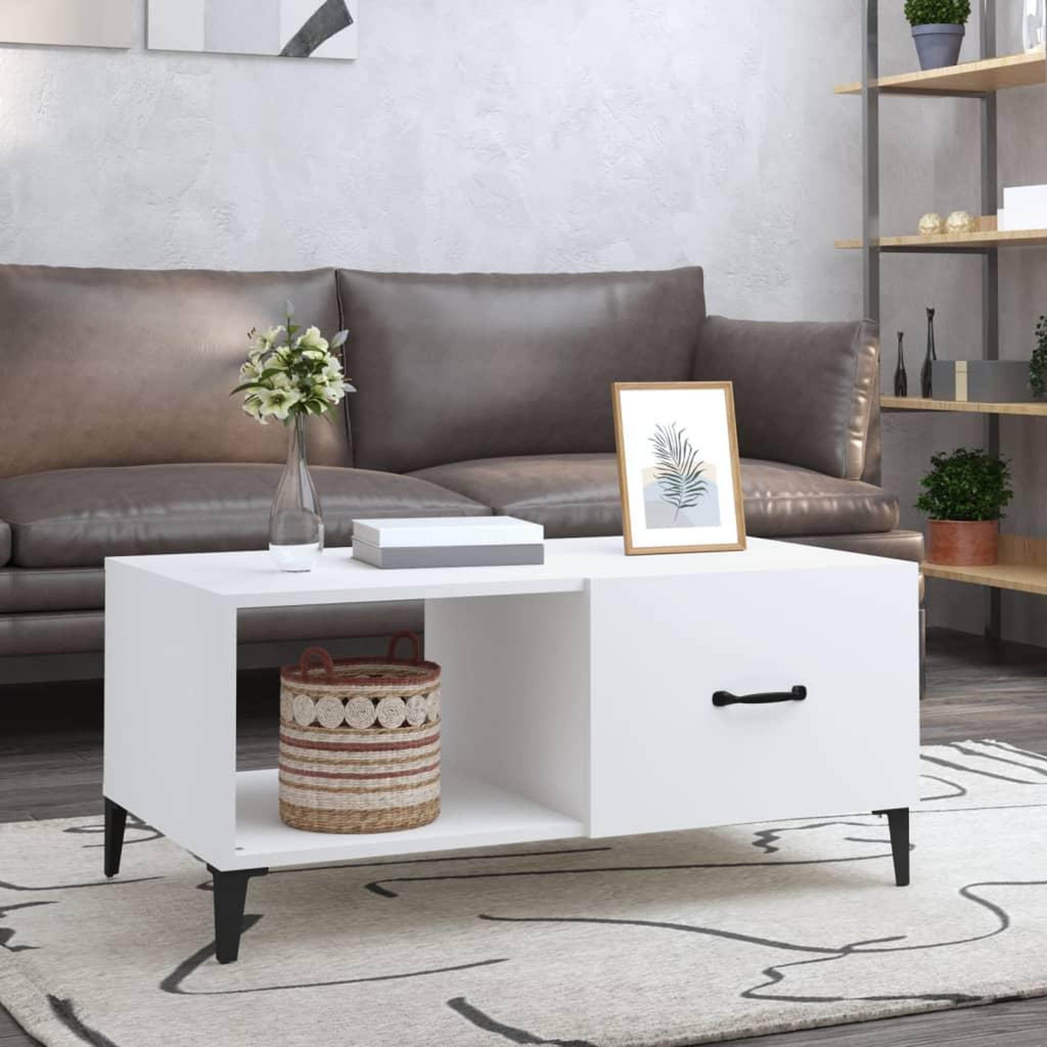 Voir la diapositive 1 : VIDAXL Table basse blanc 90x50x40 cm bois d'ingenierie