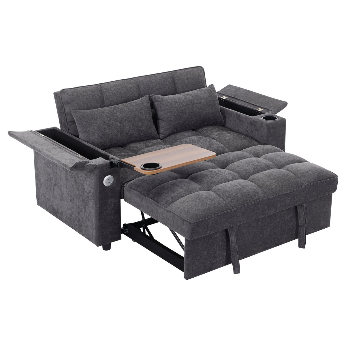 MERAX Canapé droit convertible 2 places tissu