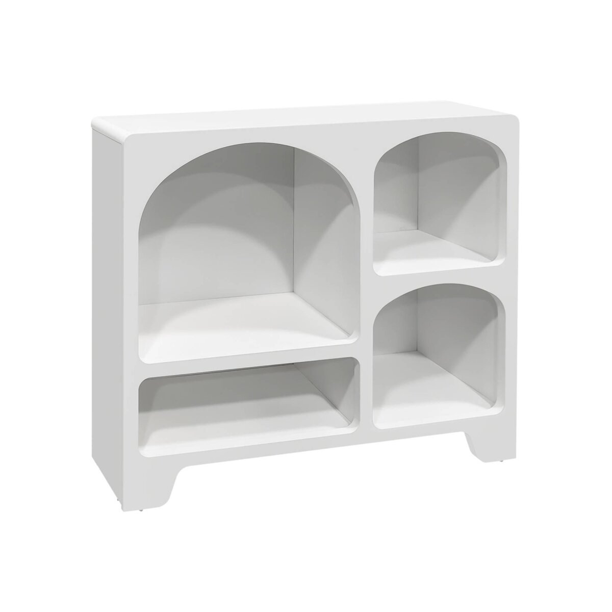 SWEEEK Buffet organique plusieurs niches 4 compartiments. buffet bas. effet bois blanc 90cm