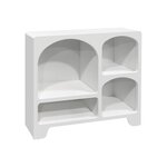 SWEEEK Buffet organique plusieurs niches 4 compartiments. buffet bas. effet bois blanc 90cm