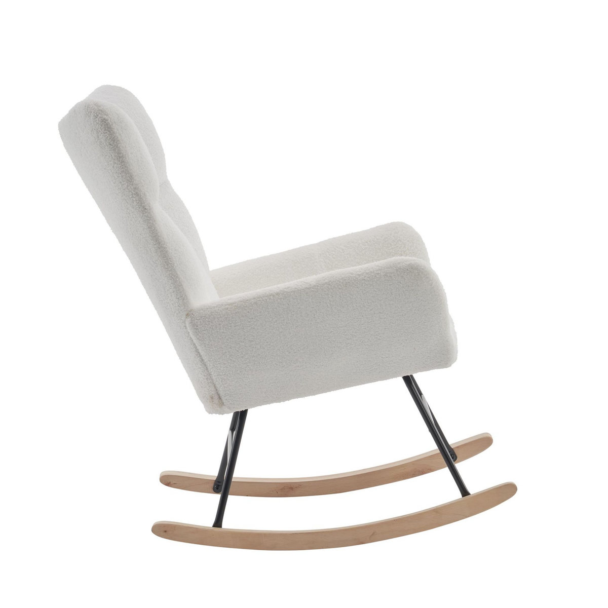 MERAX Fauteuil à Bascule Chaise à Bascule Rocking Chair Fauteuil Relax Teddy Blanc