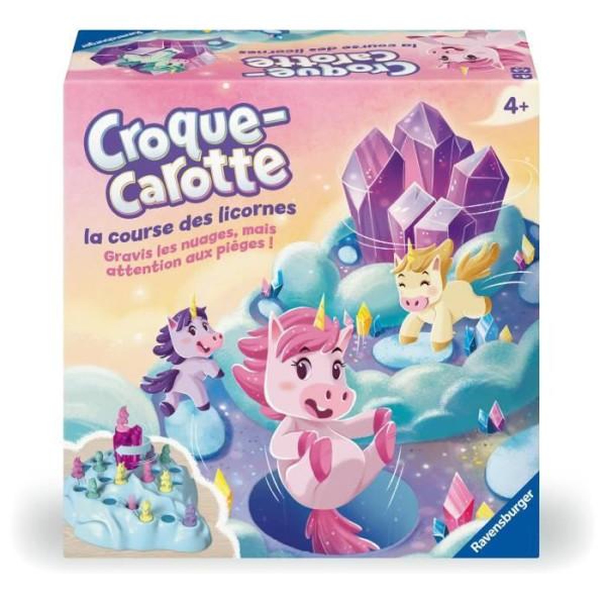 RAVENSBURGER Croque carotte licorne, jeu de société basé sur croque carotte, jeu de parcours rigolo, des 4 ans, 22798, ravensburger