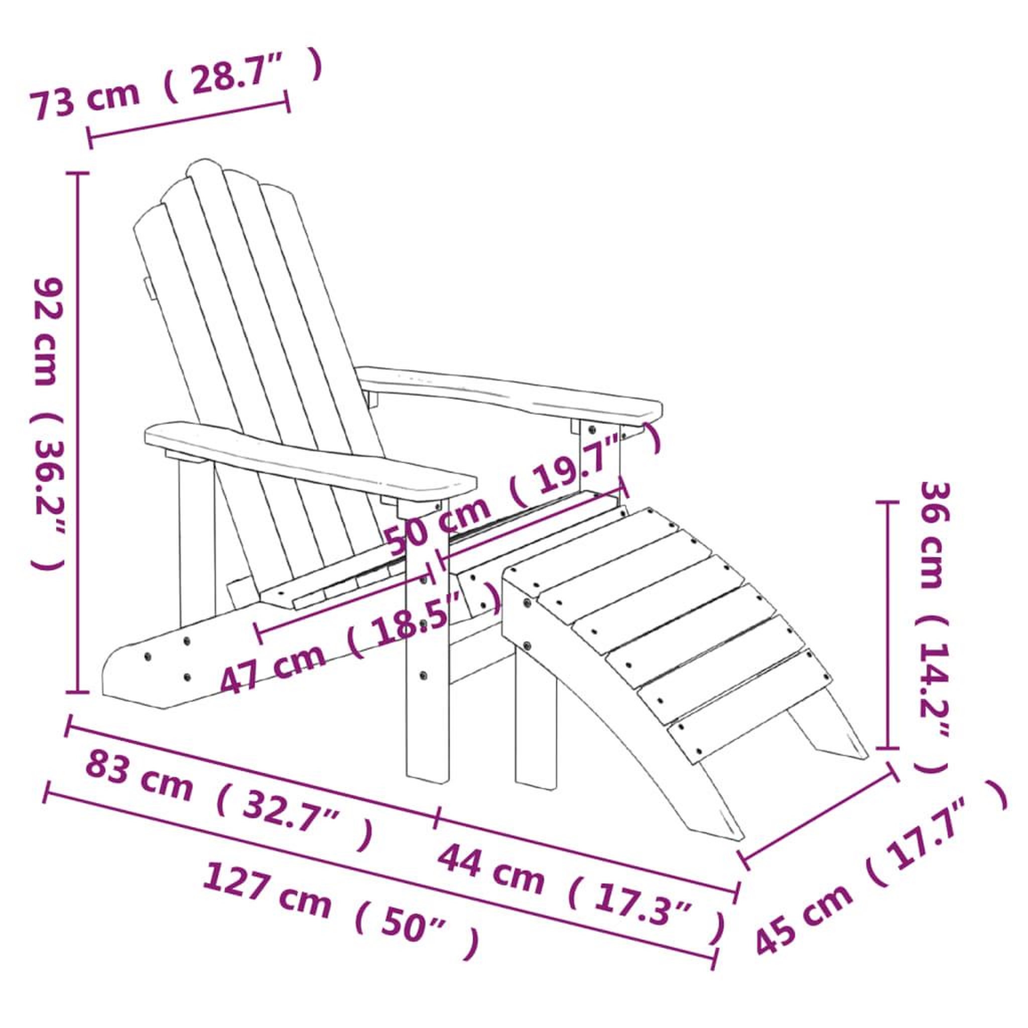 Voir la diapositive 5 : VIDAXL Chaises de jardin Adirondack lot de 2 repose-pieds PEHD Blanc