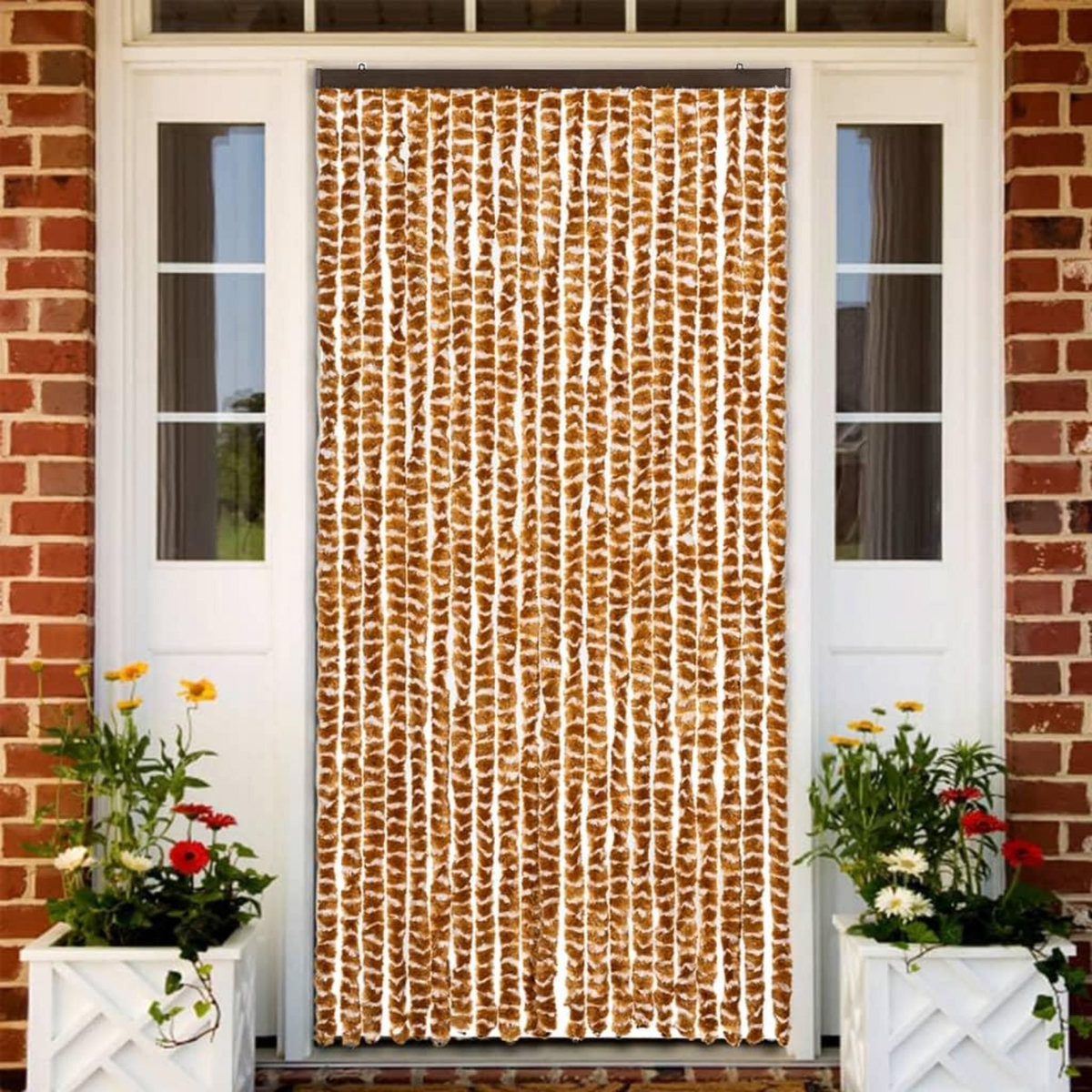 VIDAXL Moustiquaire Ocre et blanc 90x220 cm Chenille