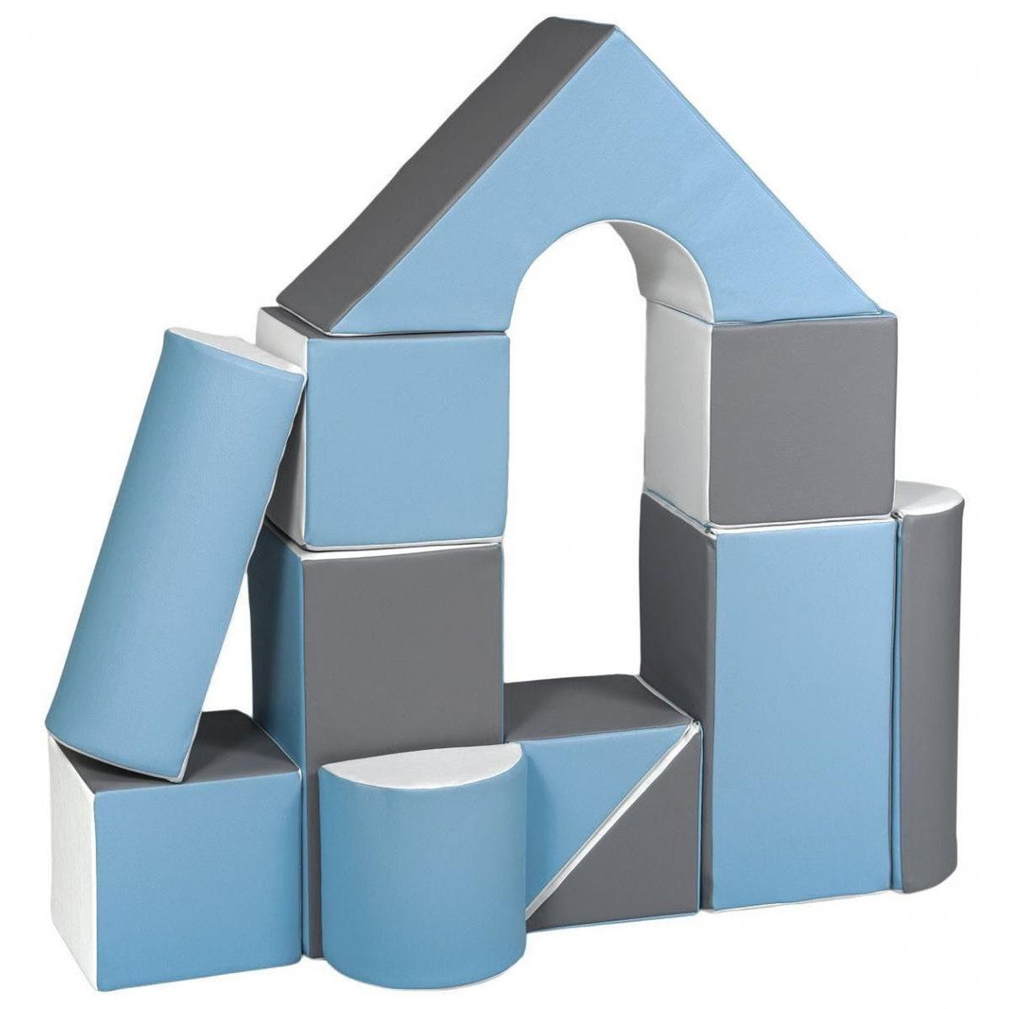 VELINDA Set de 11 blocs en mousse pour le jeu blanc, bleu clair, gris