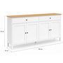 Voir la diapositive 5 : ID MARKET Buffet 160cm ACHILLE 4 portes et 2 tiroirs blanc et plateau bois
