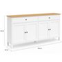 Voir la diapositive 5 : ID MARKET Buffet 160cm ACHILLE 4 portes et 2 tiroirs blanc et plateau bois