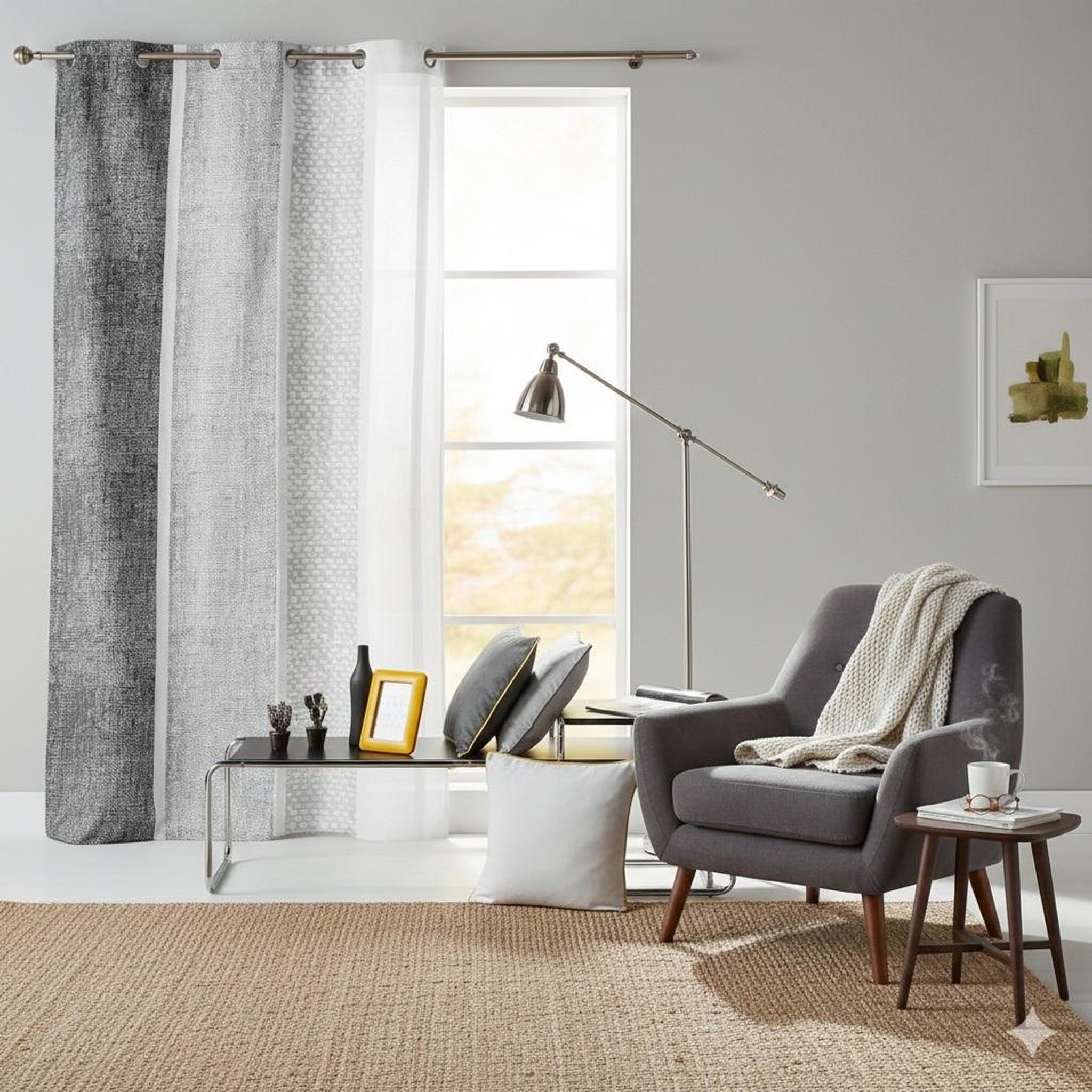 Voir la diapositive 4 : Eden Rideau a oeillets 140 x 240 cm textilio gris
