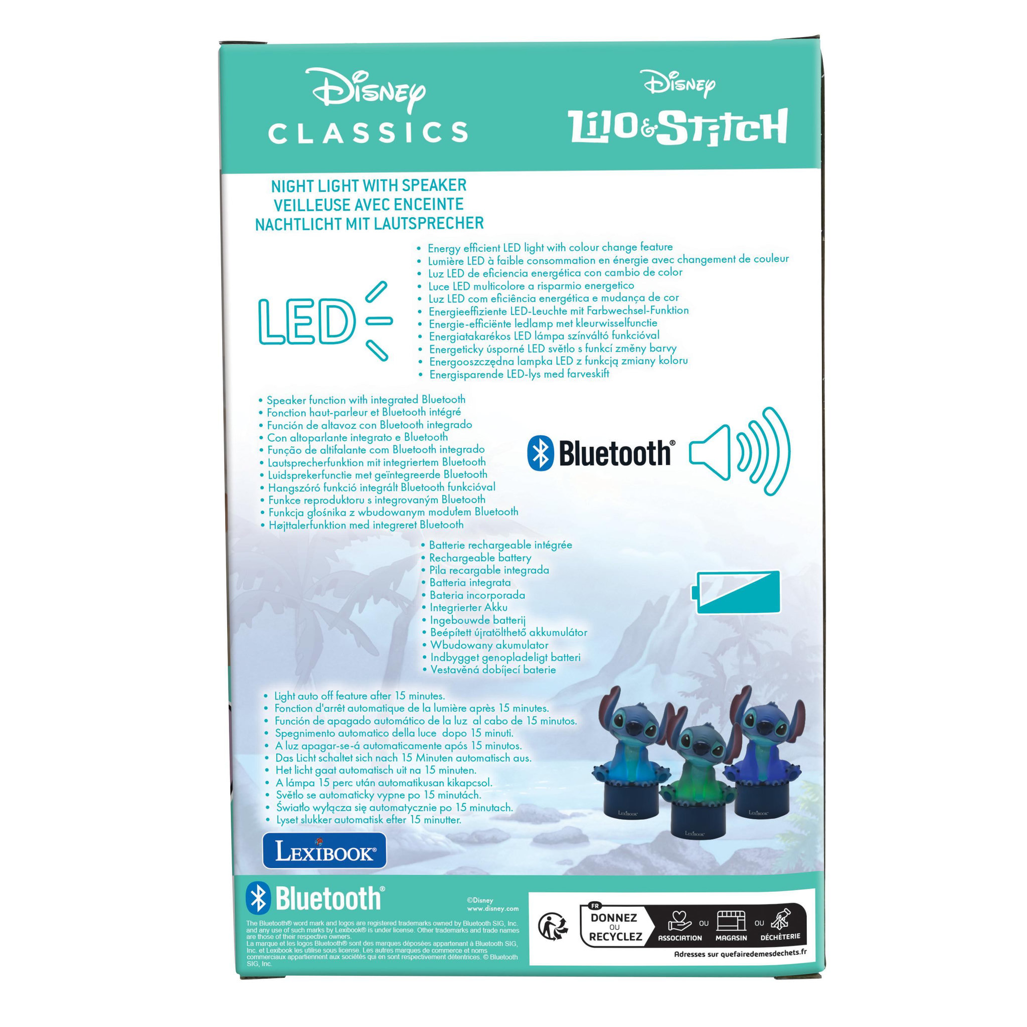 Voir la diapositive 5 : Lexibook Enceinte Bluetooth veilleuse Stitch