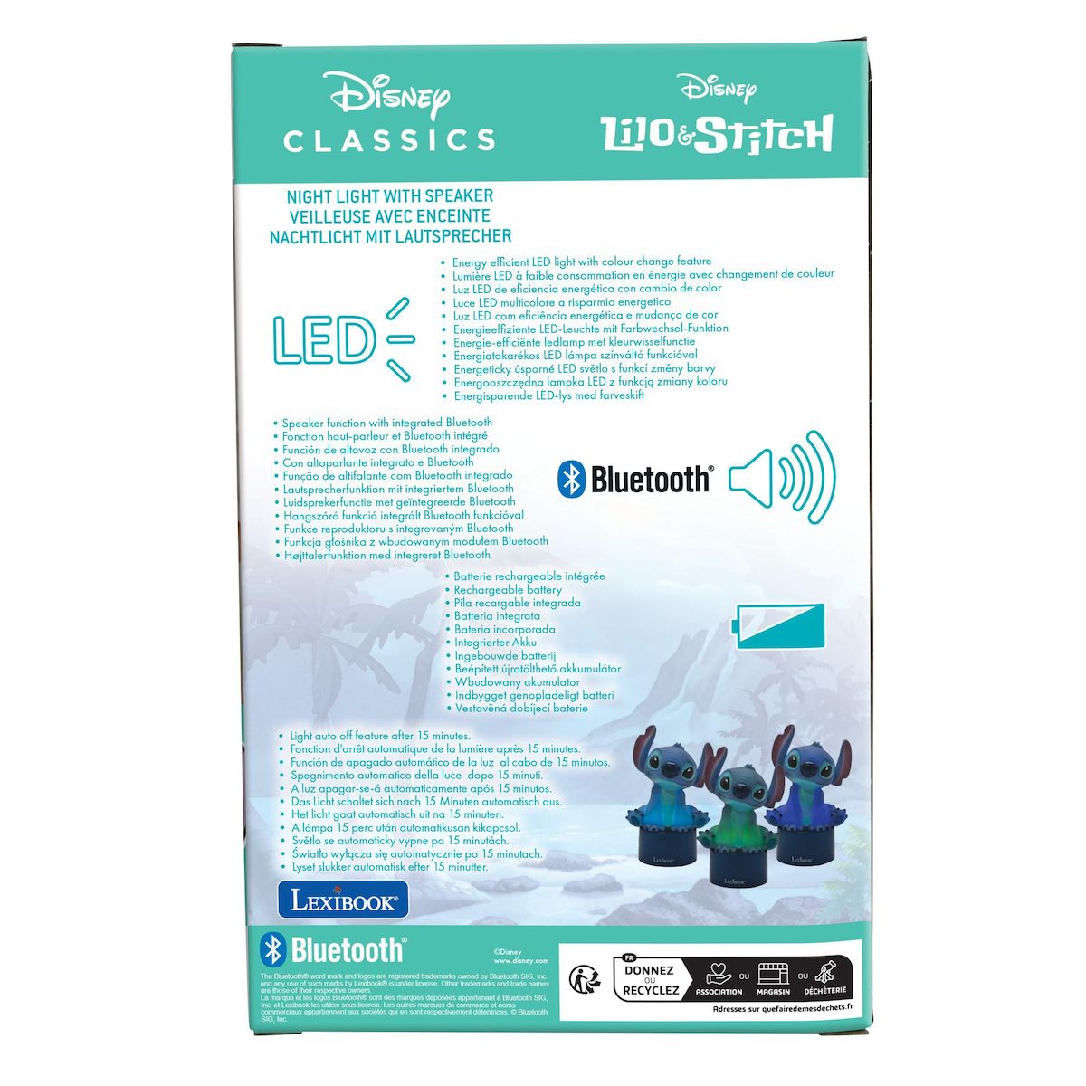 Lexibook Enceinte Bluetooth veilleuse Stitch