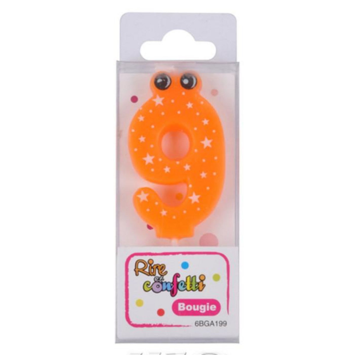 Paris Prix Bougie d'Anniversaire  Chiffre 9  5cm Orange