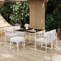Voir la diapositive 5 : MERAX Salon de jardin 6 places avec table carrée, 4 fauteuils et 2 poufs