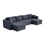Voir la diapositive 5 : BEST MOBILIER Topaze - canapé panoramique - 7 places - convertible avec coffre - en tissu