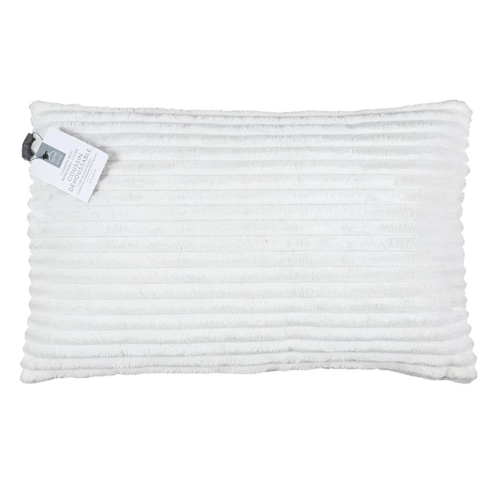 Voir la diapositive 3 : The Home Deco Factory Coussin déco flanelle  grosse côtes  30x50cm blanc