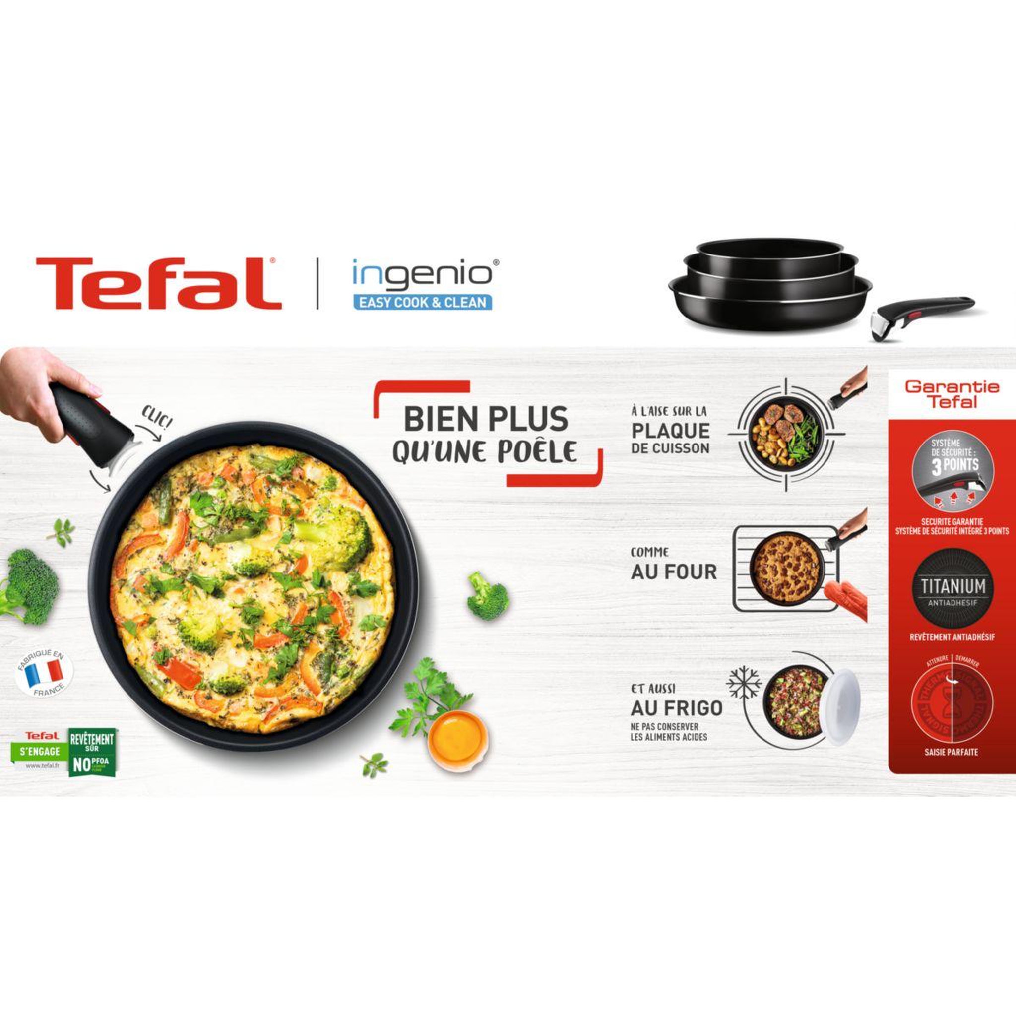 Voir la diapositive 3 : TEFAL Batterie de cuisine Ingenio Easy Cook N Clean 8 pcs L1579802