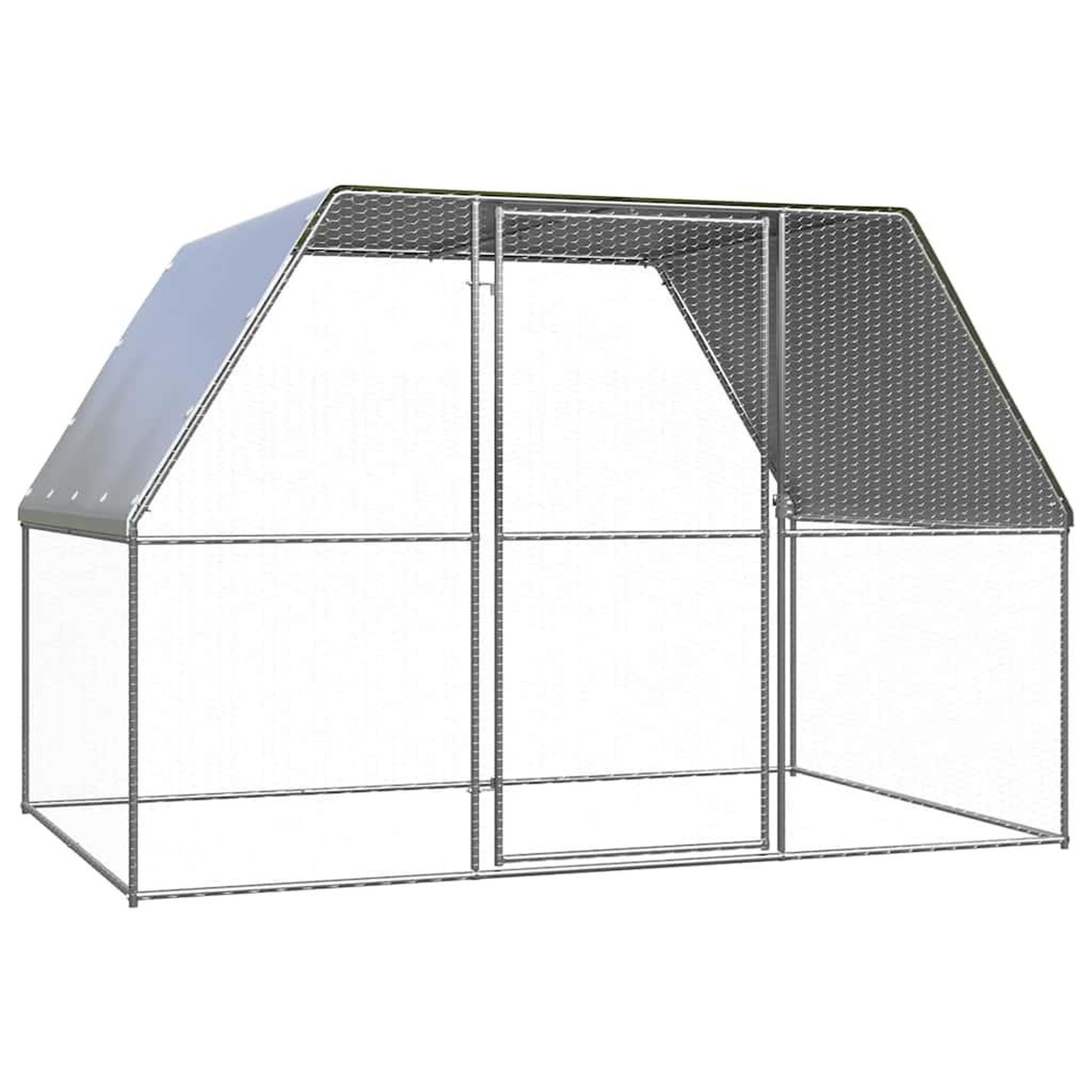 VIDAXL Poulailler argente et gris 3x2x2 m acier galvanise