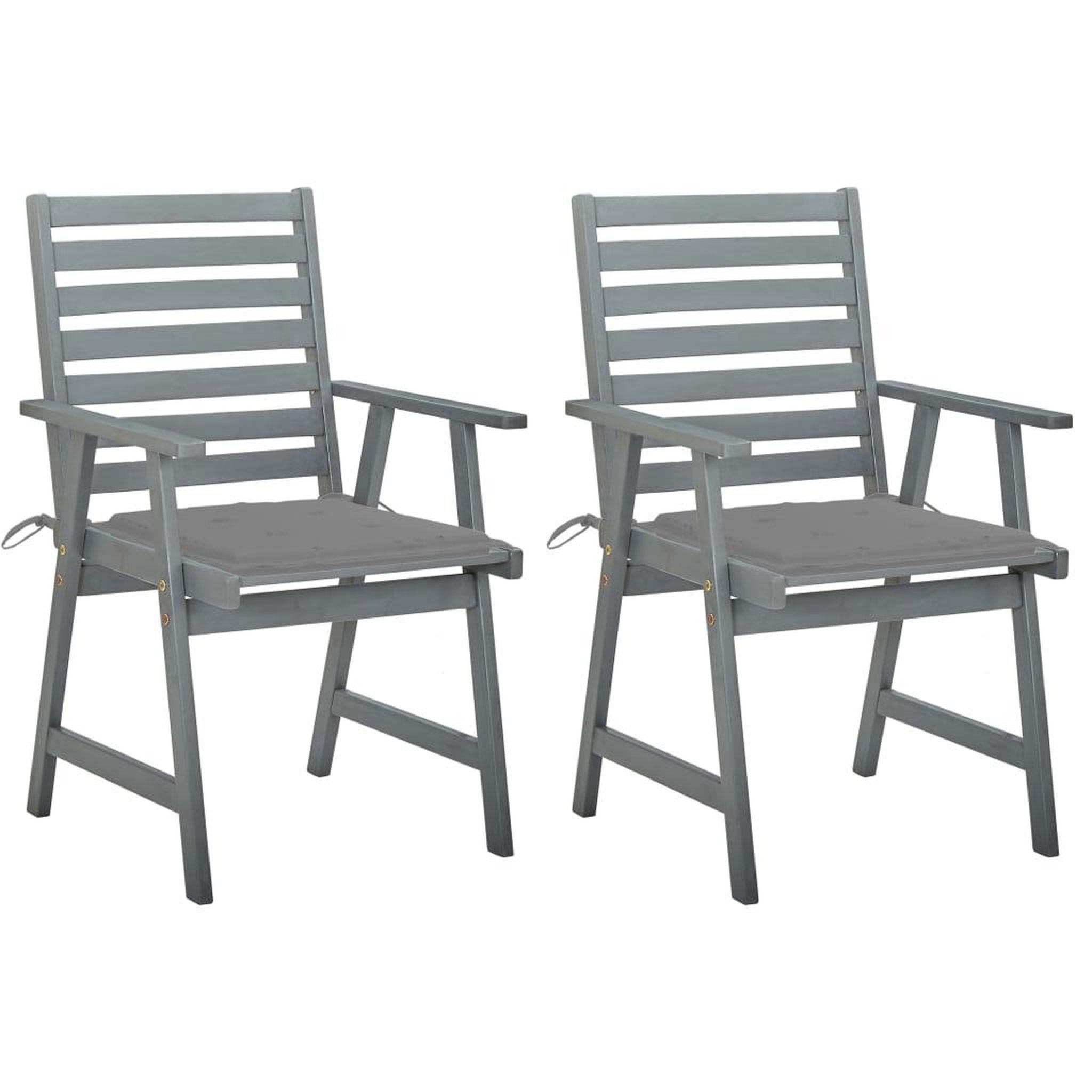 Voir la diapositive 1 : VIDAXL Chaises a manger d'exterieur lot de 2 et coussins Acacia massif