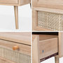 Voir la diapositive 6 : SWEEEK Table basse en cannage 110 x 59 x 39 cm - Bohème - Naturel. 1 tiroir. 1 espace de rangement. pieds scandinaves