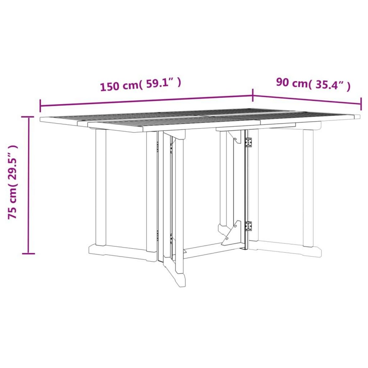 VIDAXL Table de jardin papillon pliante 150x90x75 cm bois massif teck
