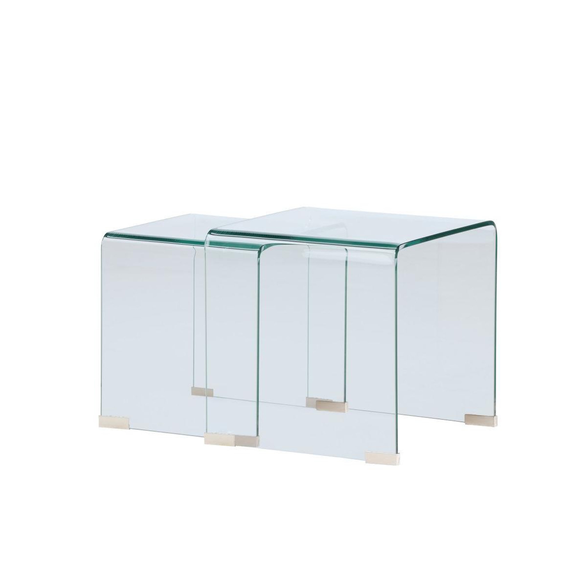 Voir la diapositive 5 : Paris Prix Lot de 2 tables d'appoint en verre  telemark  42cm transparent