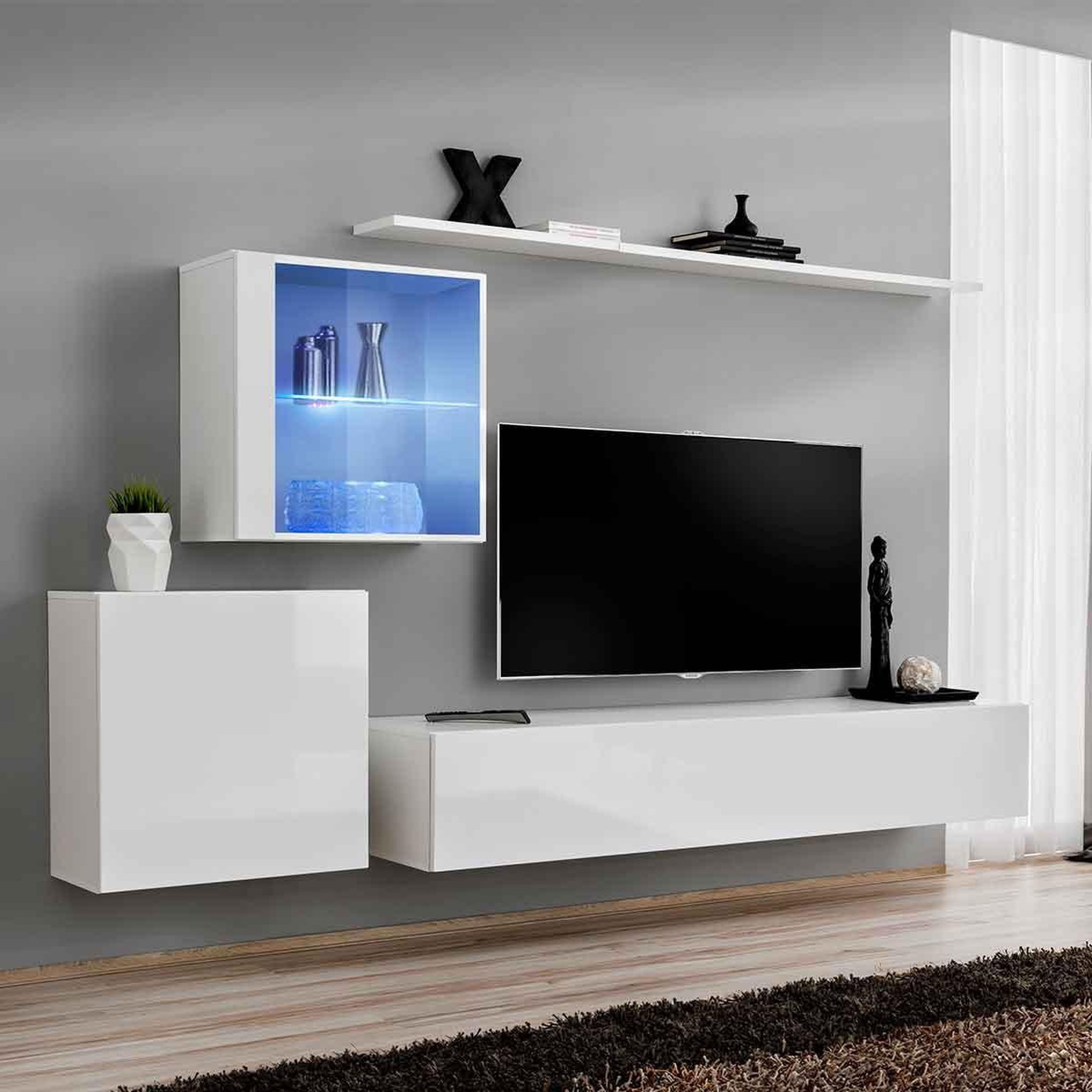 Voir la diapositive 2 : Paris Prix Meuble tv mural design  switch xv  260cm blanc