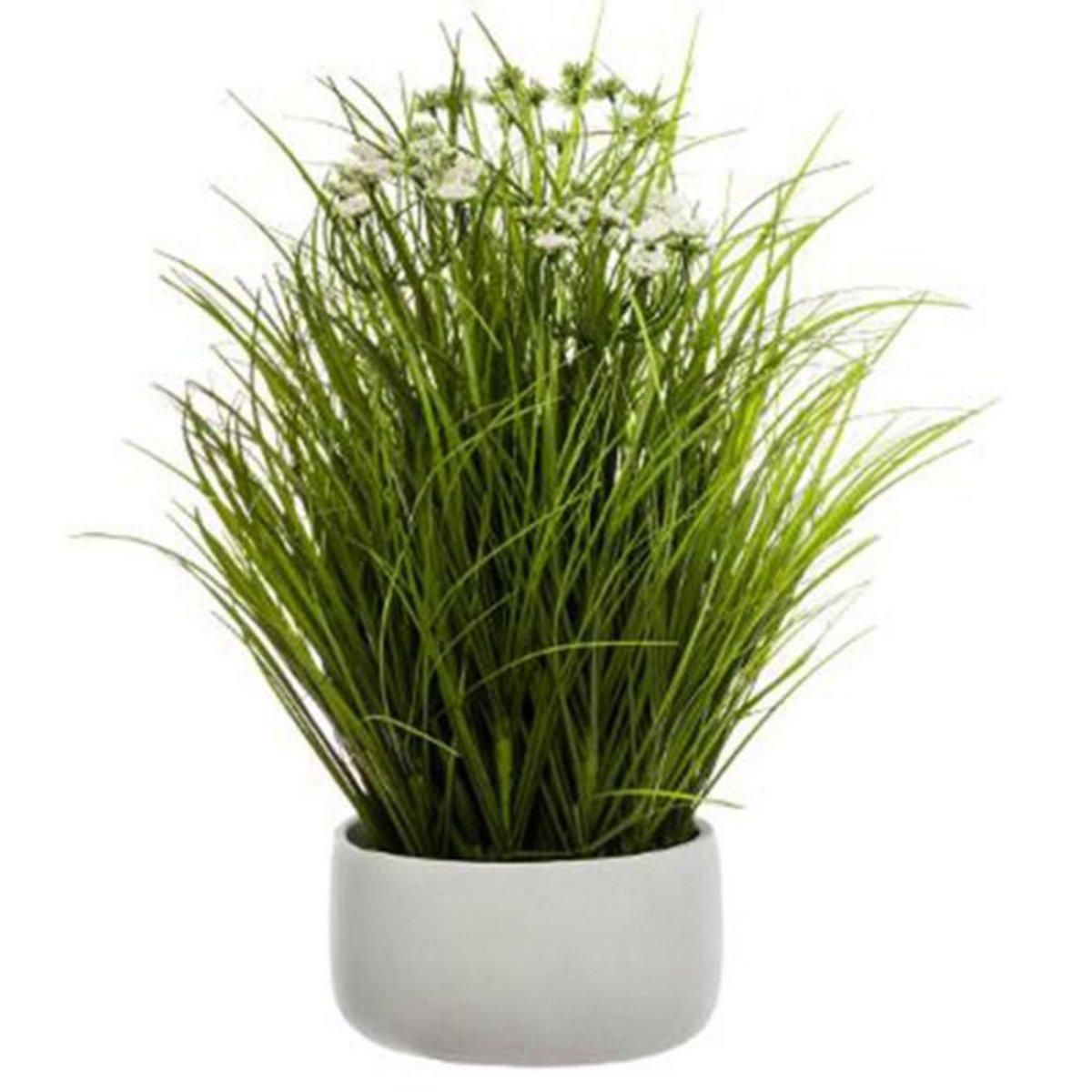 ATMOSPHERA Plante Artificielle en Pot  Herbes Folles  40cm Blanc