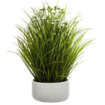 ATMOSPHERA Plante Artificielle en Pot  Herbes Folles  40cm Blanc