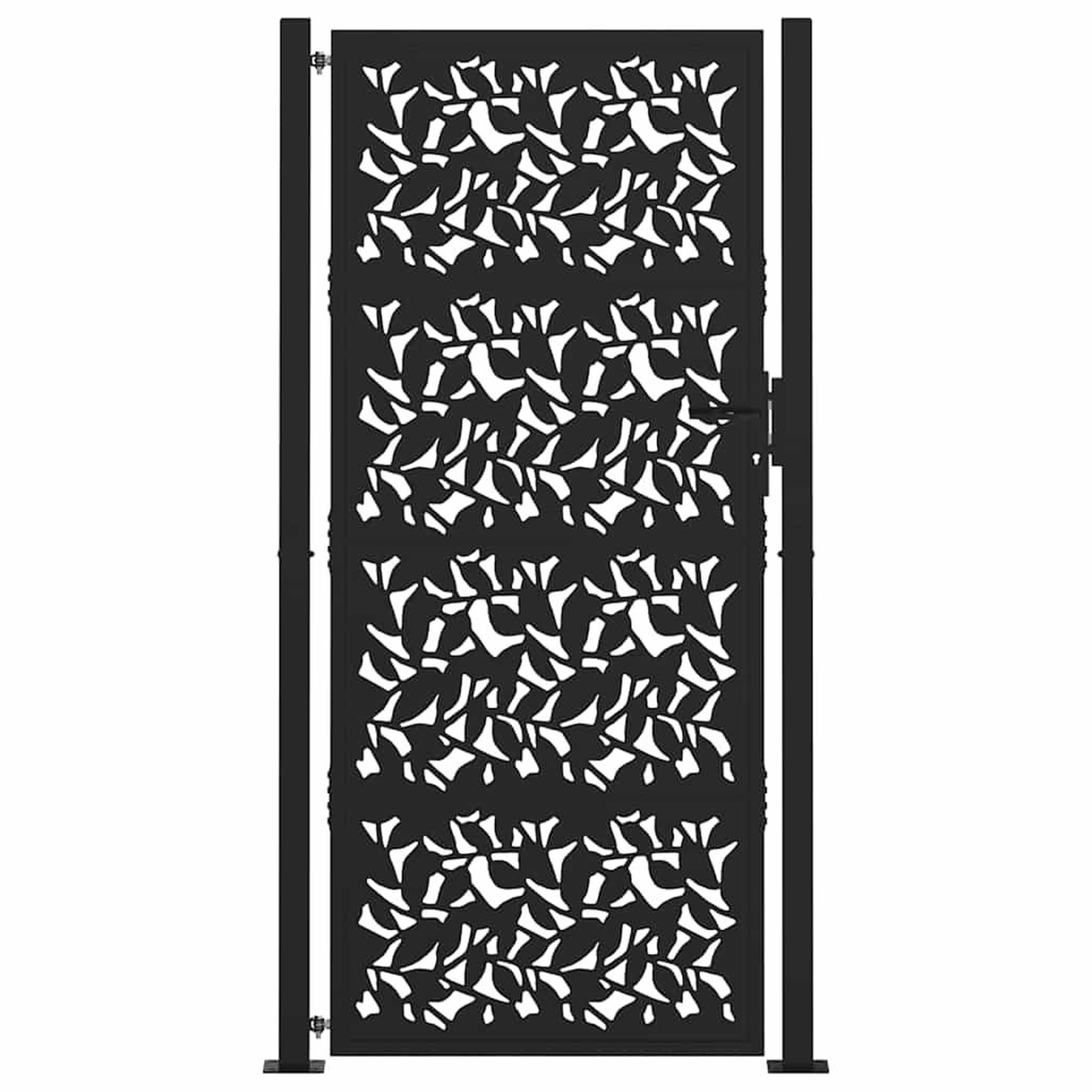Voir la diapositive 3 : VIDAXL Portail de jardin noir 105x205 cm acier conception de feuilles