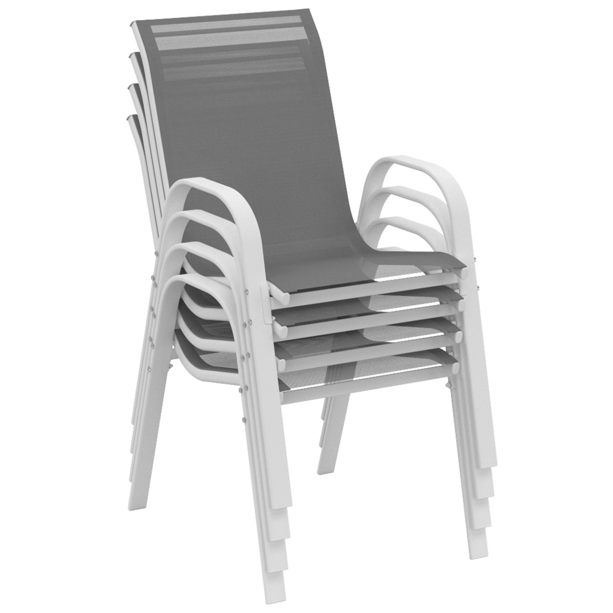 Voir la diapositive 5 : ID MARKET Salon de jardin poly table extensible 90-180 cm et 8 chaises blanc et gris