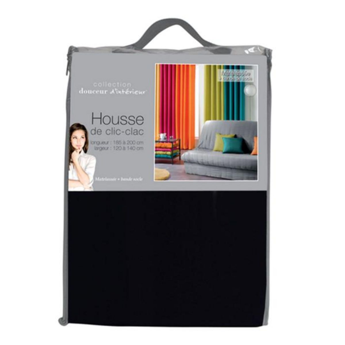 Paris Prix Housse de Clic-Clac  Essentiel  120x140cm Noir