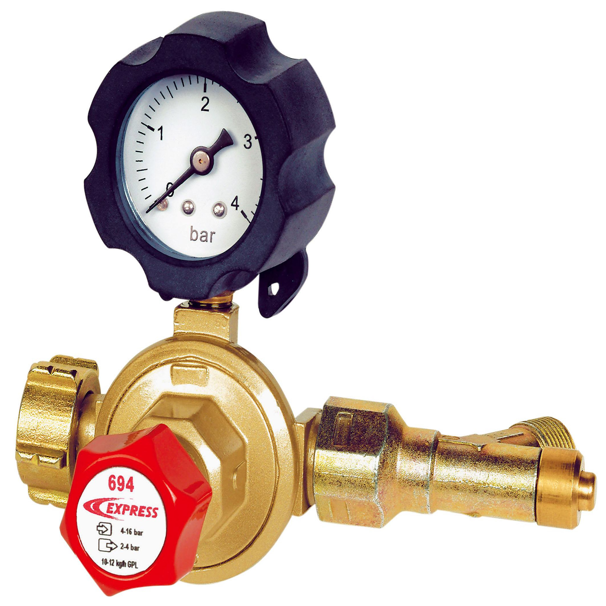 EXPRESS Détendeur propane avec bouton de sécurité et manomètre