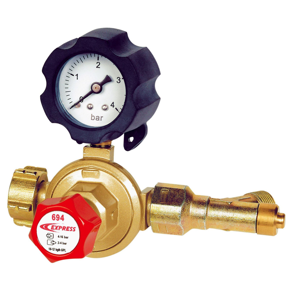 EXPRESS Détendeur propane avec bouton de sécurité et manomètre