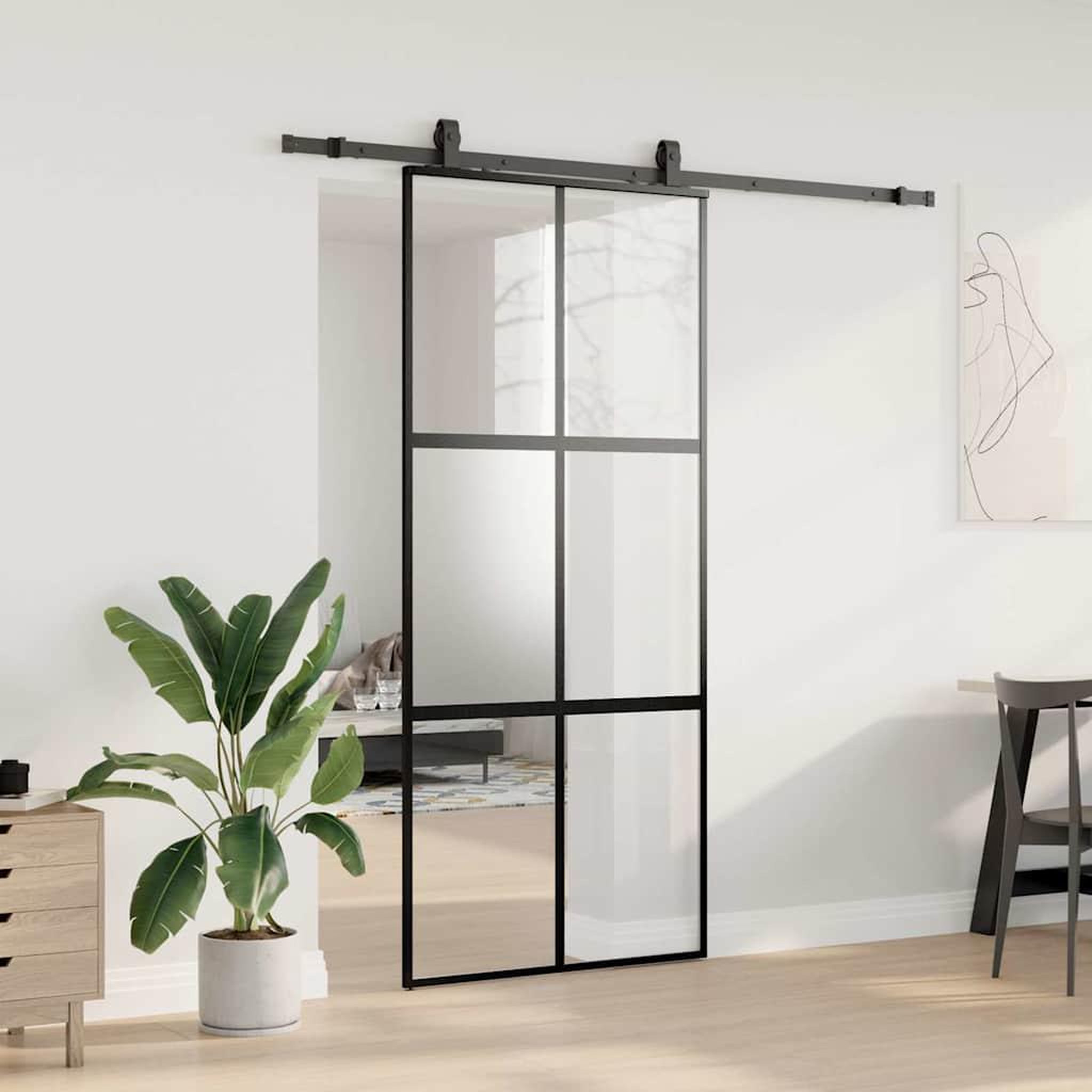 Voir la diapositive 3 : VIDAXL Porte coulissante avec kit de quincaillerie noir 90x205 cm