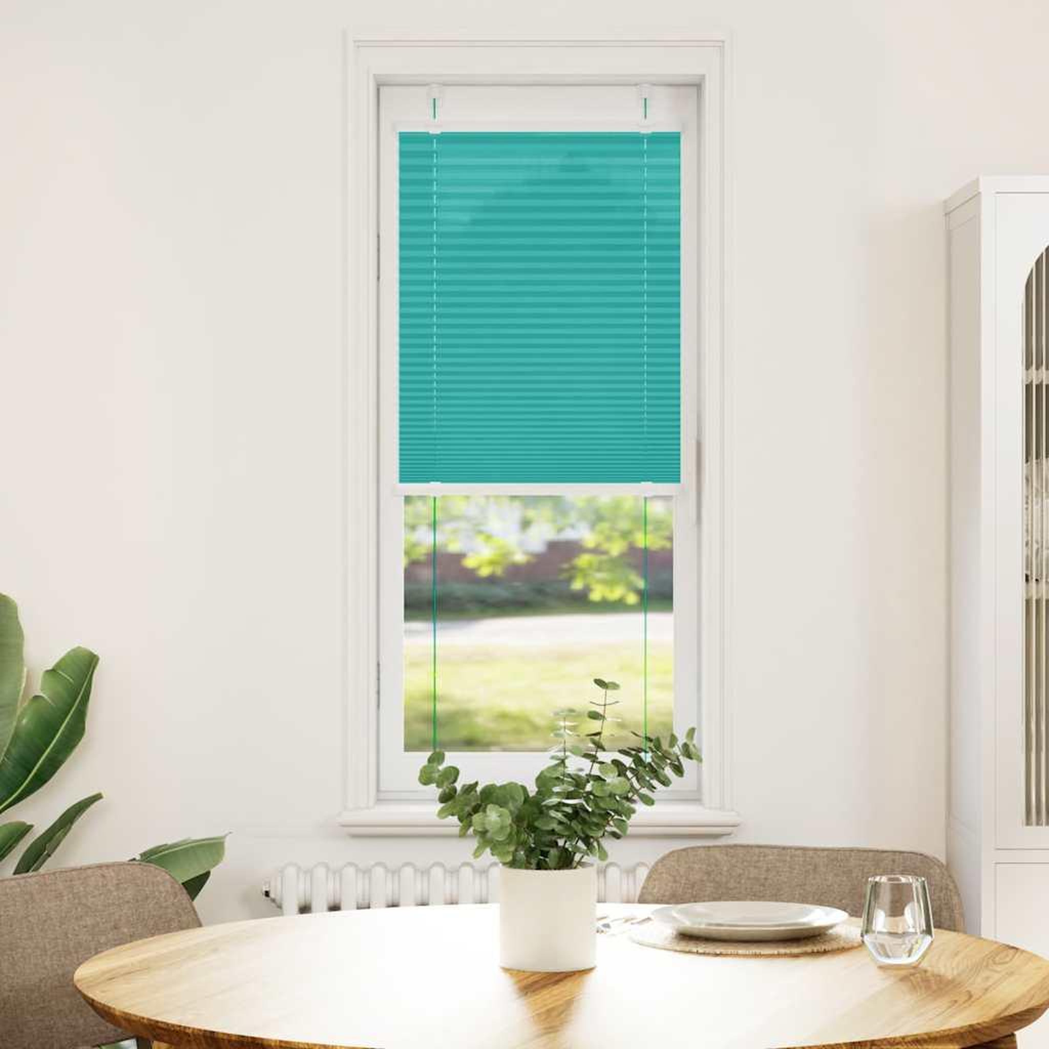 Voir la diapositive 2 : VIDAXL Store plisse vert petrole 45x100 cm largeur du tissu 44,4 cm
