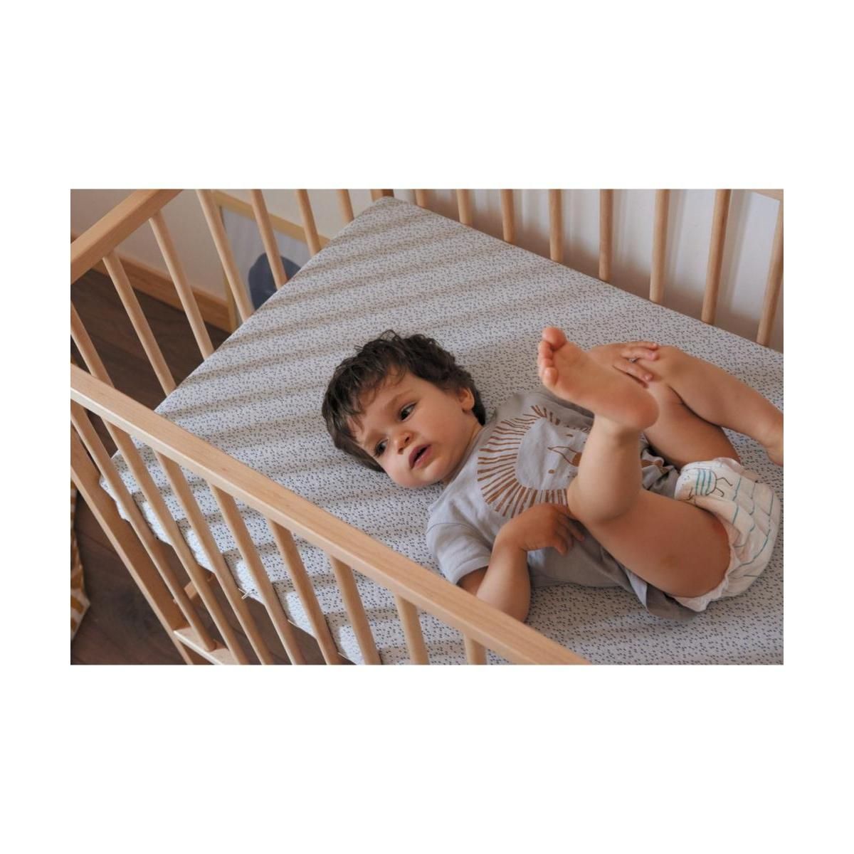 COMBELLE Lit Remi 70x140cm en Bois Brut Naturel - Mobilier Enfant Artisanale