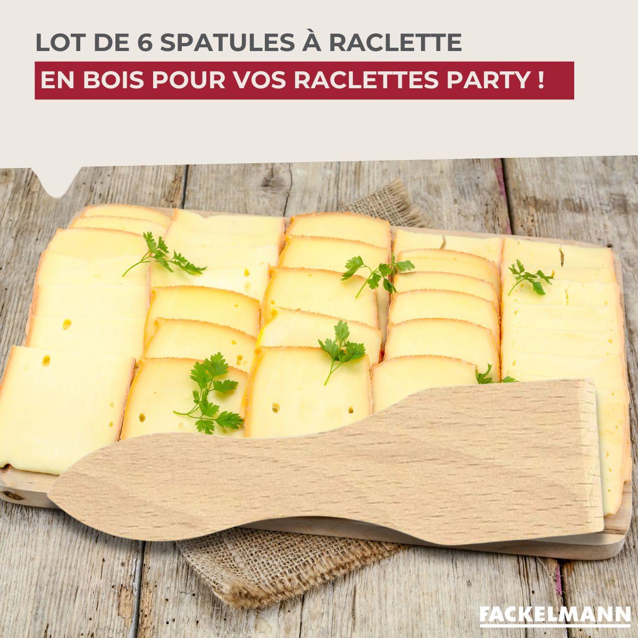 Voir la diapositive 2 : Fackelmann Ensemble de 12 spatules à raclette en bois 13 cm fackelmann wood edition